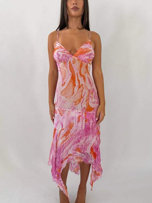 Swirl Silk Midi Dress