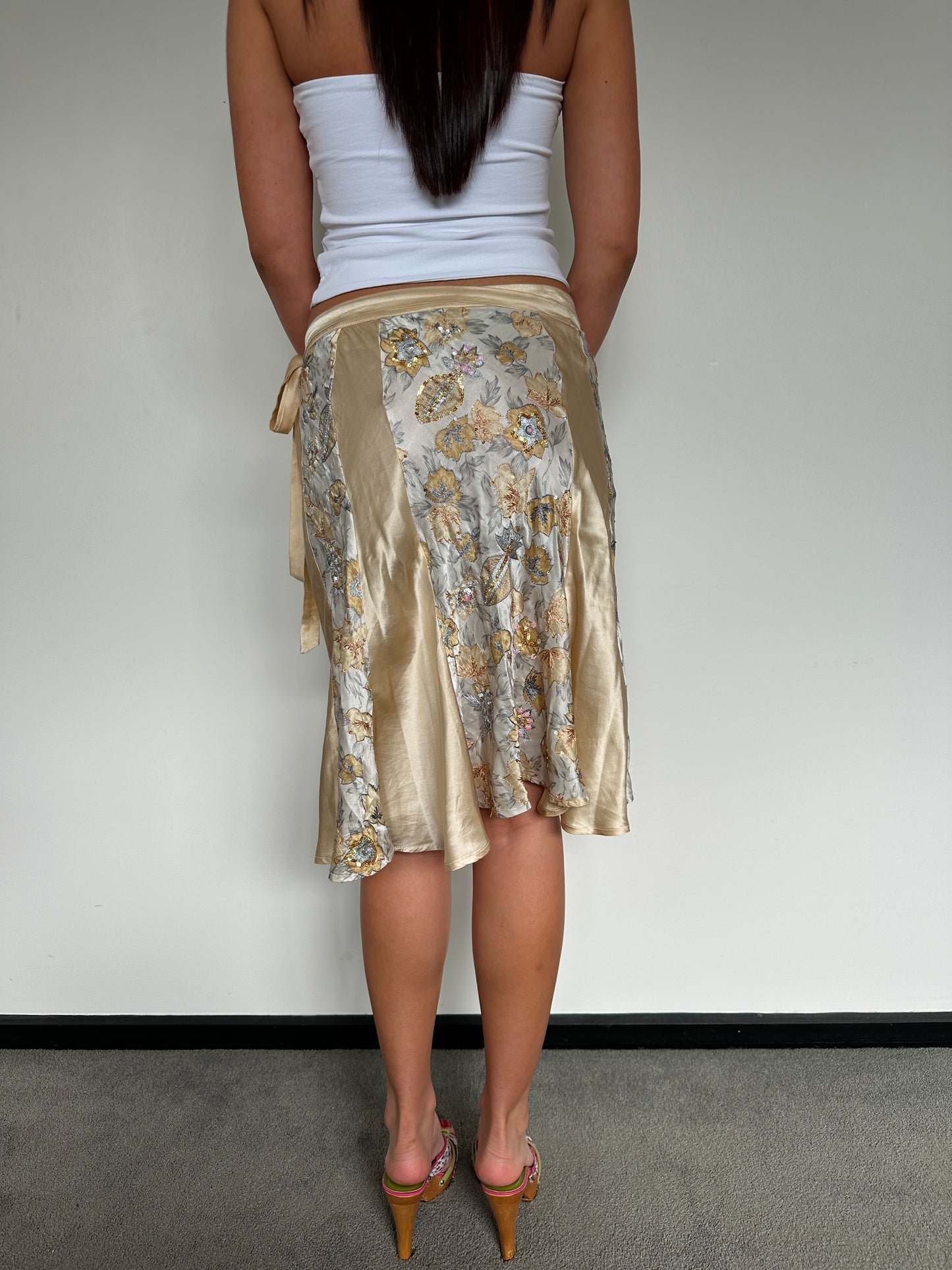 Champagne Silk Wrap Skirt