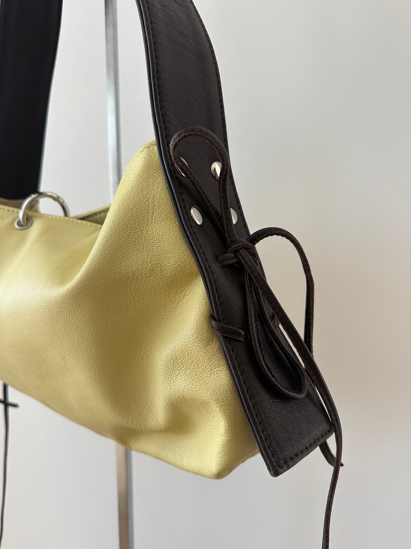 Yellow and Brown Leather Bag