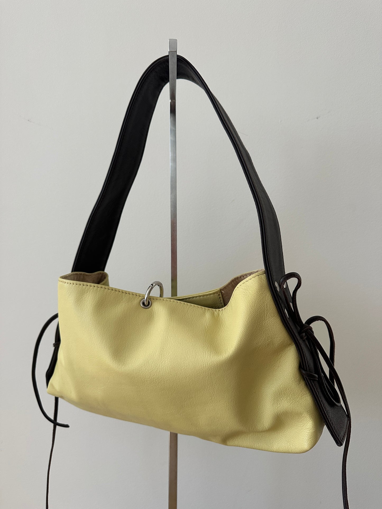 Yellow and Brown Leather Bag