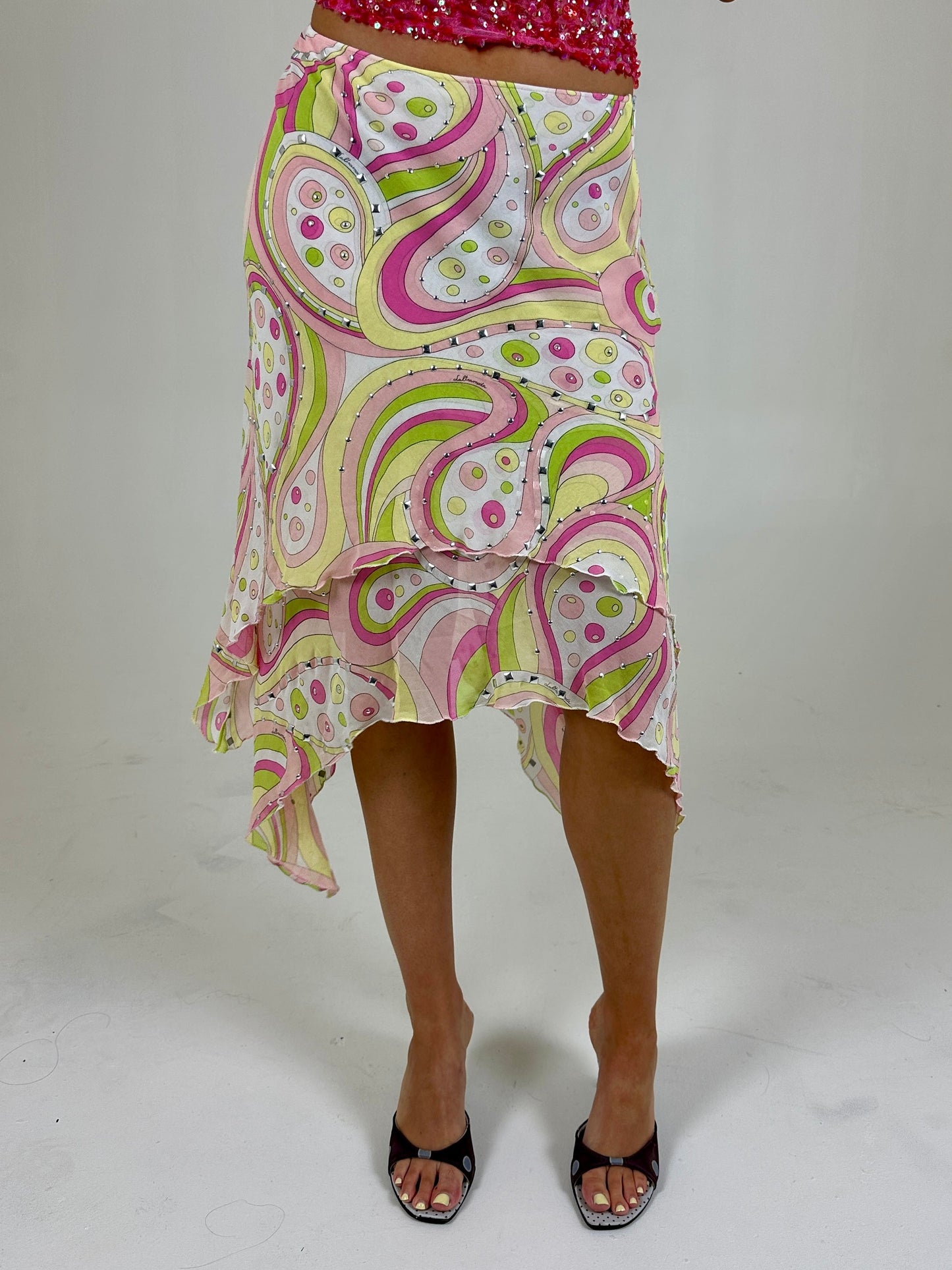 Italian Silk Studded Swirl Midi