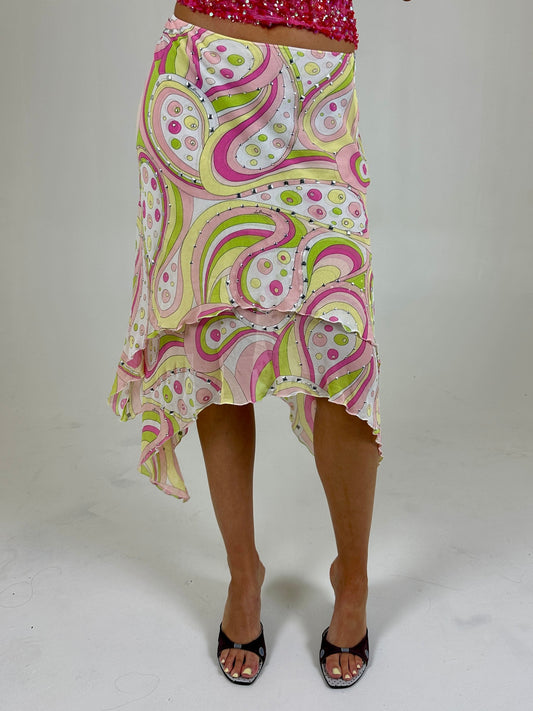 Italian Silk Studded Swirl Midi
