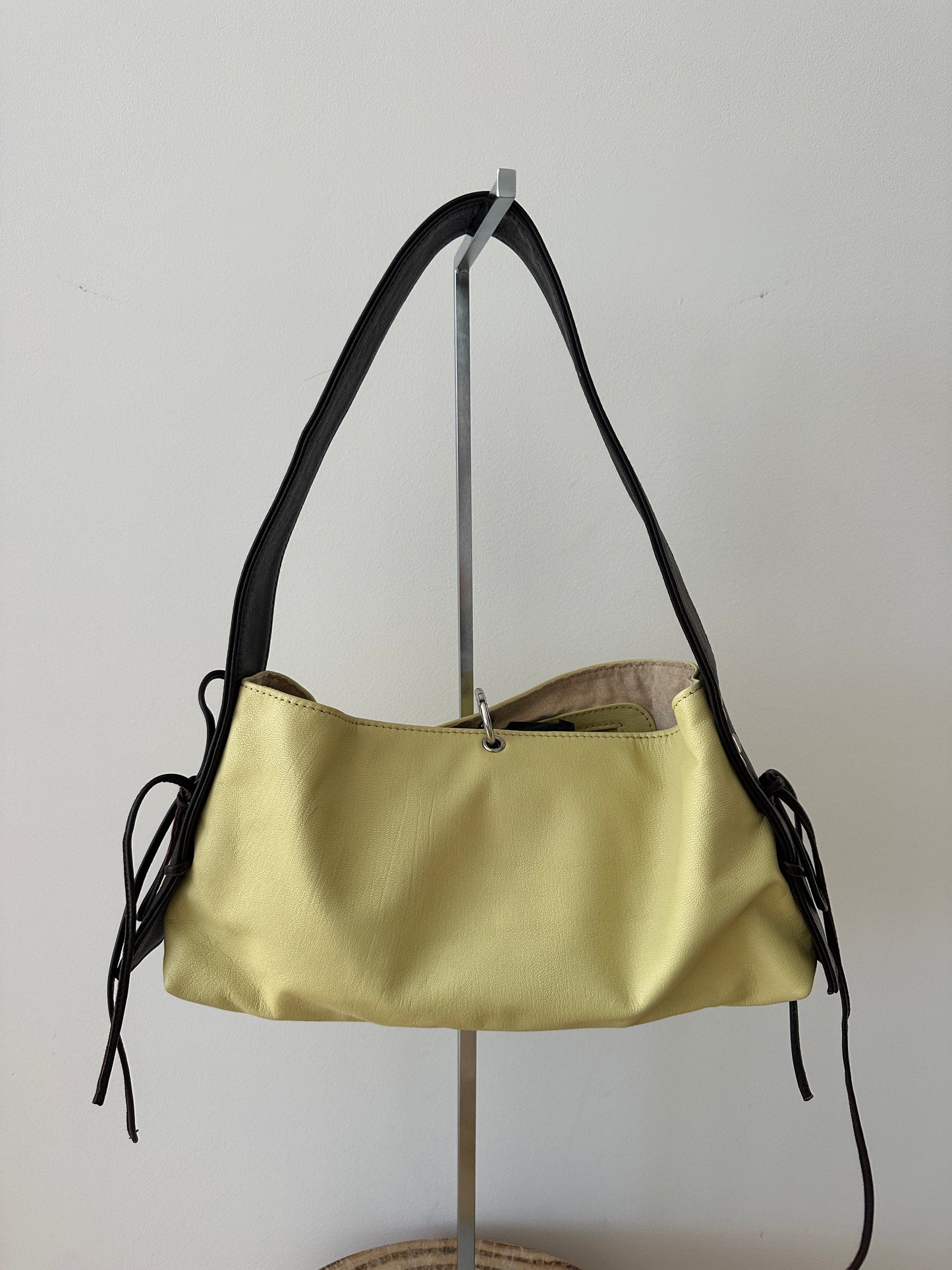 Yellow and Brown Leather Bag