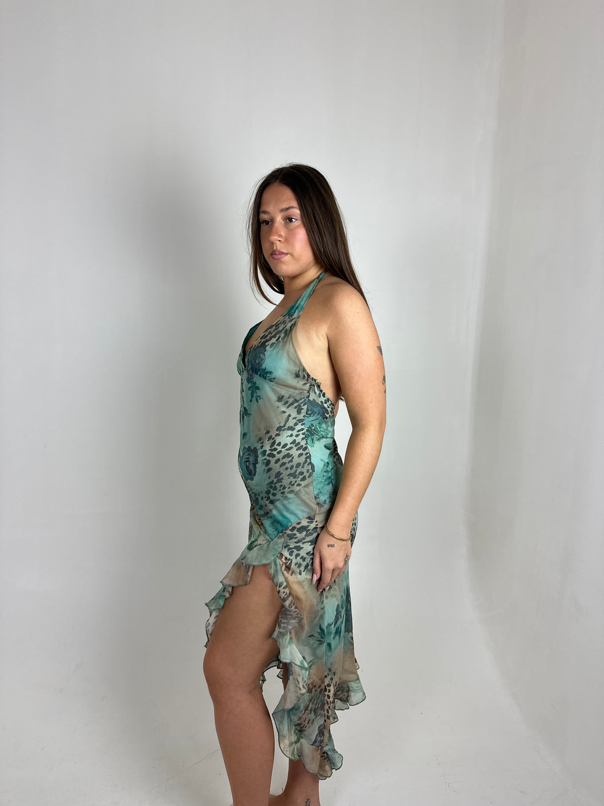 Cheetah Floral Halter Midi