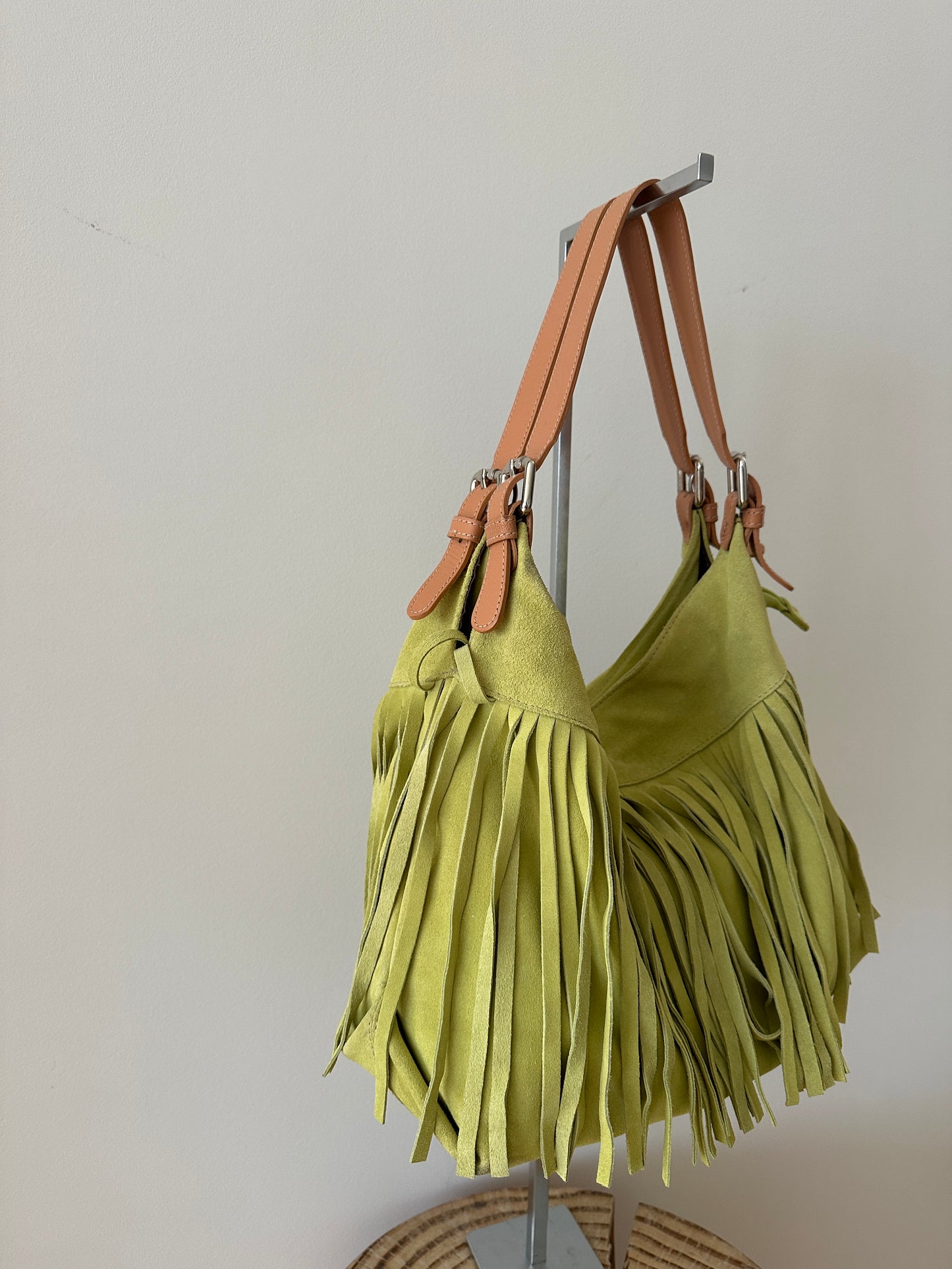 Green Fringe Leather Bag