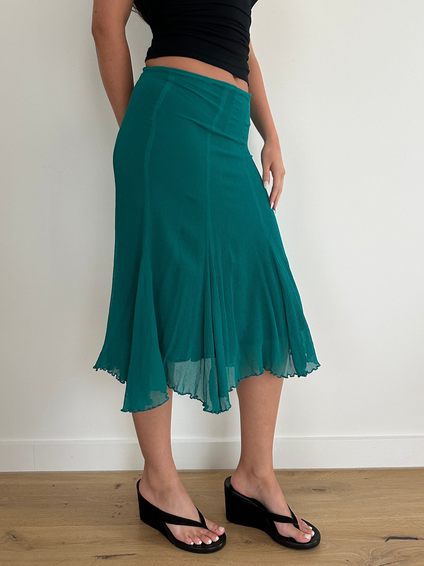 Teal Midi Flow Skirt