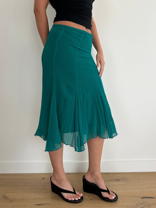 Teal Midi Flow Skirt