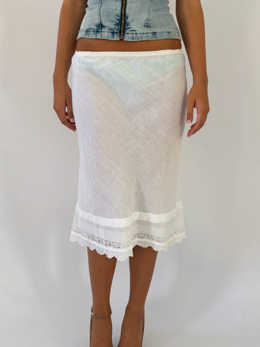 Lace Trim Cotton Midi