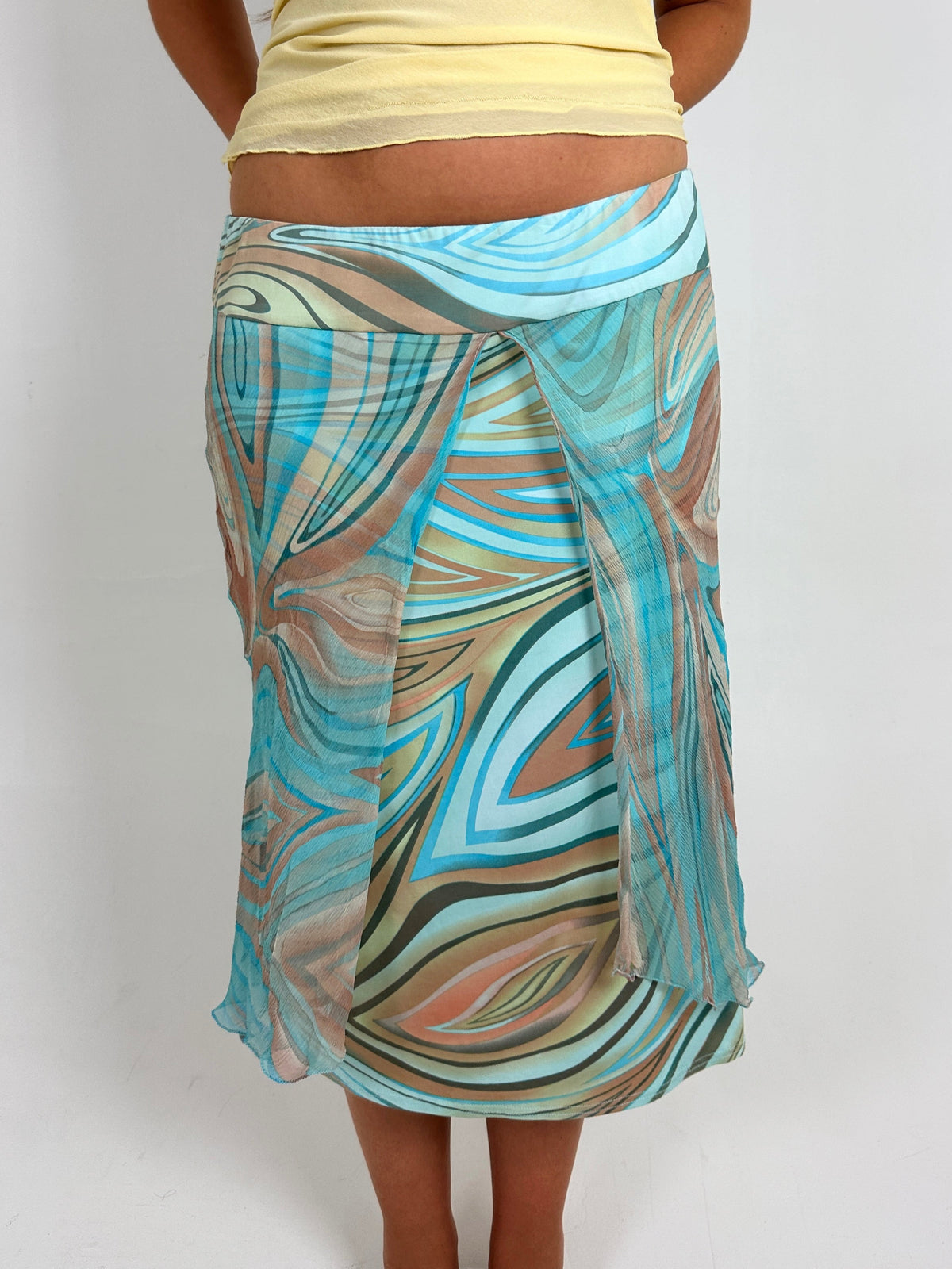 Aqua Swirl Midi Skirt