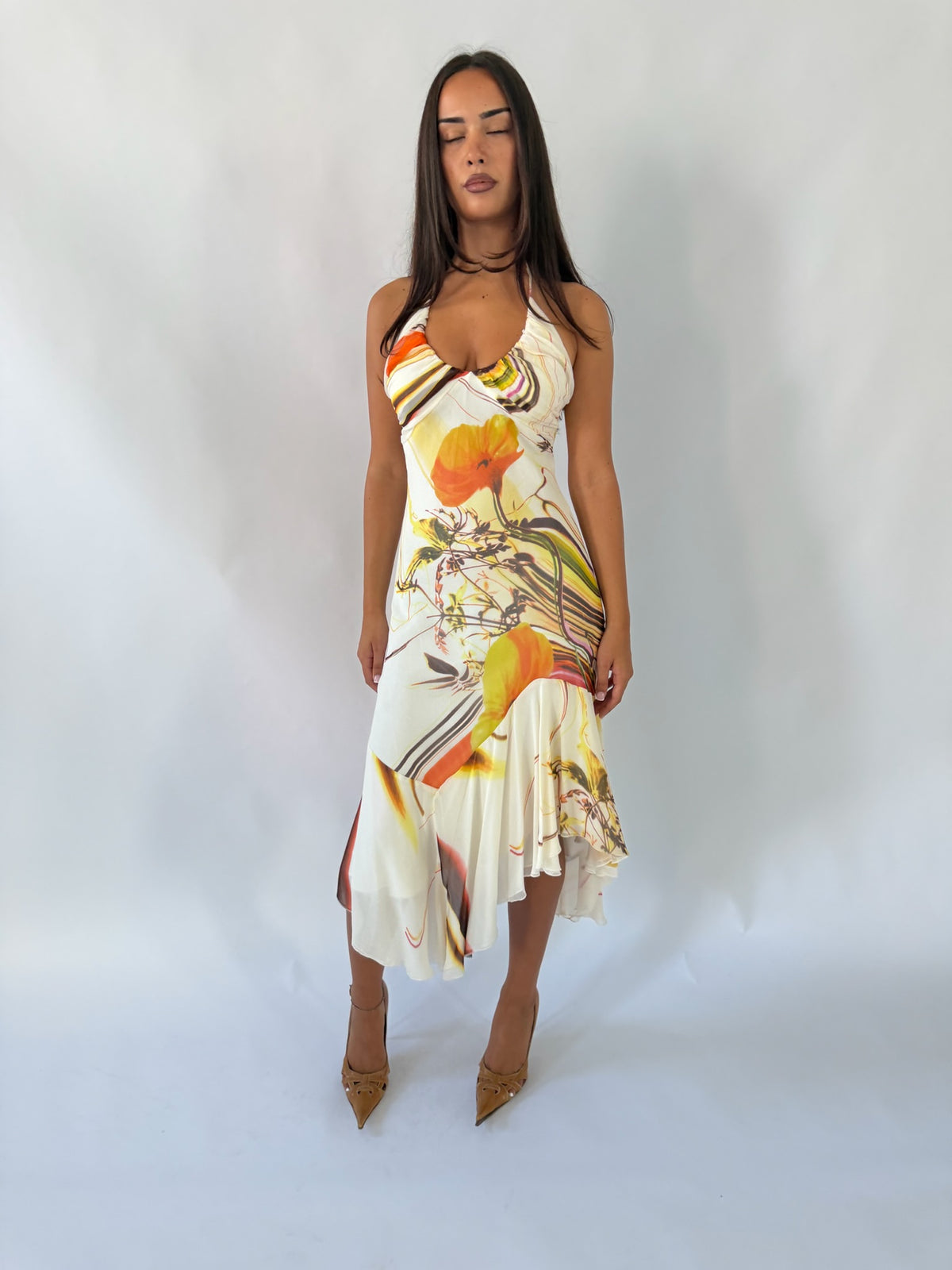 Silk Floral Halter Dress