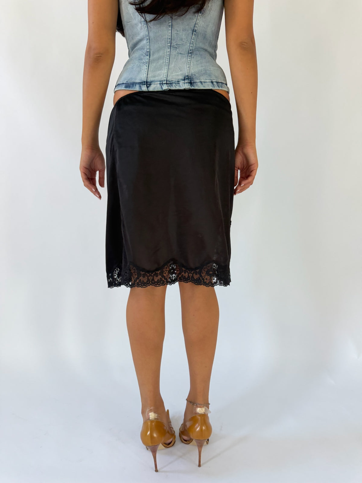 Lace Trim Slip Midi