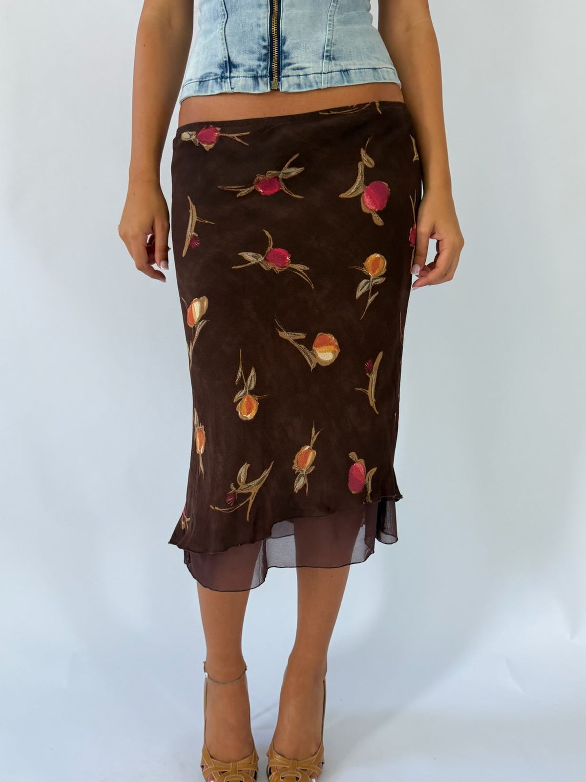 Brown Floral Midi