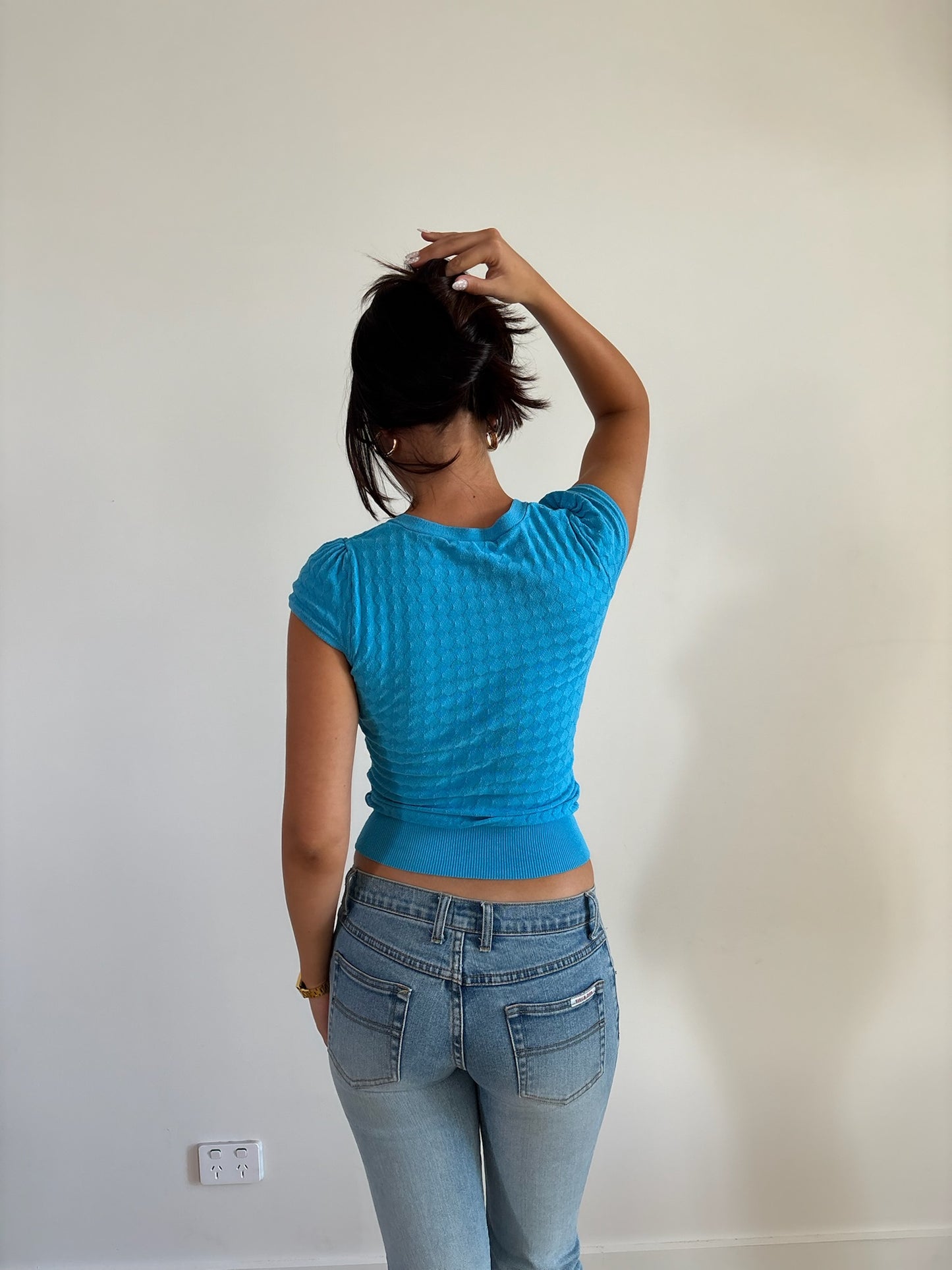 Blue knit top