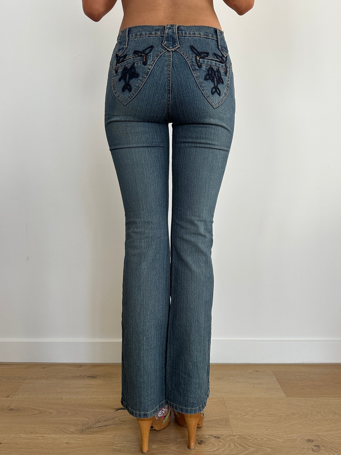 Lace Up Low Rise Bootcut Jeans