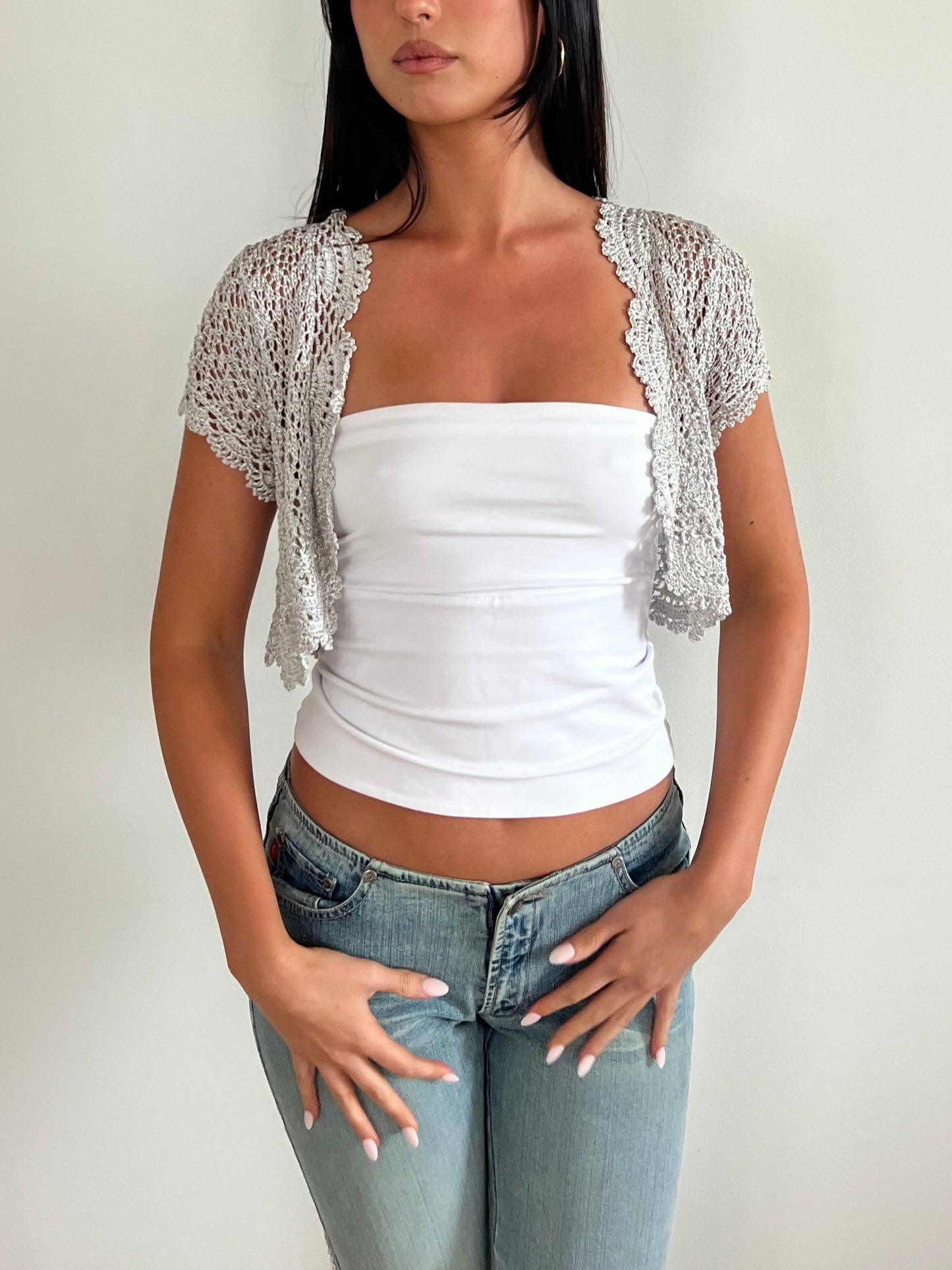 Silver Crochet Cardi