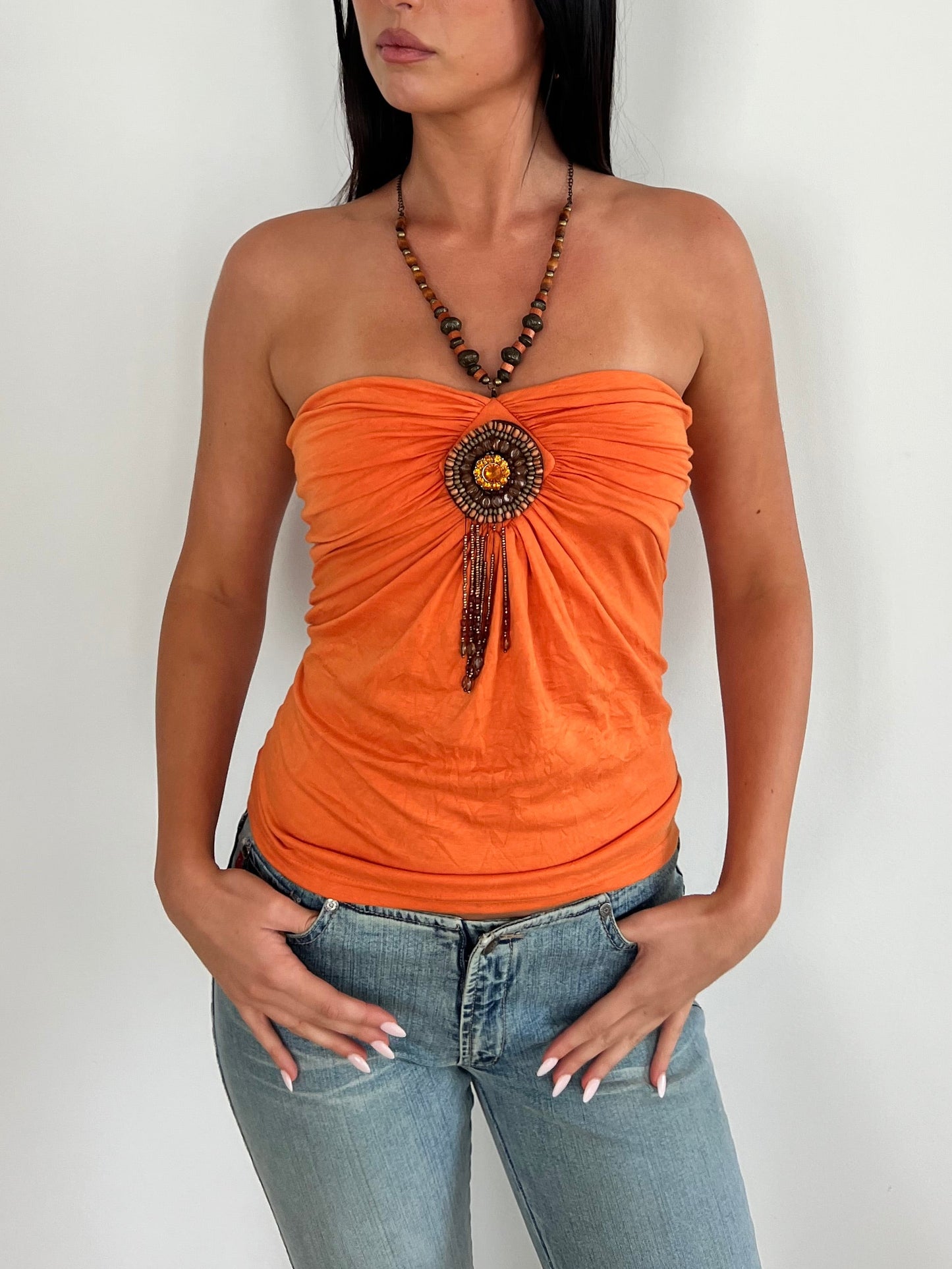 Orange Beaded Halter