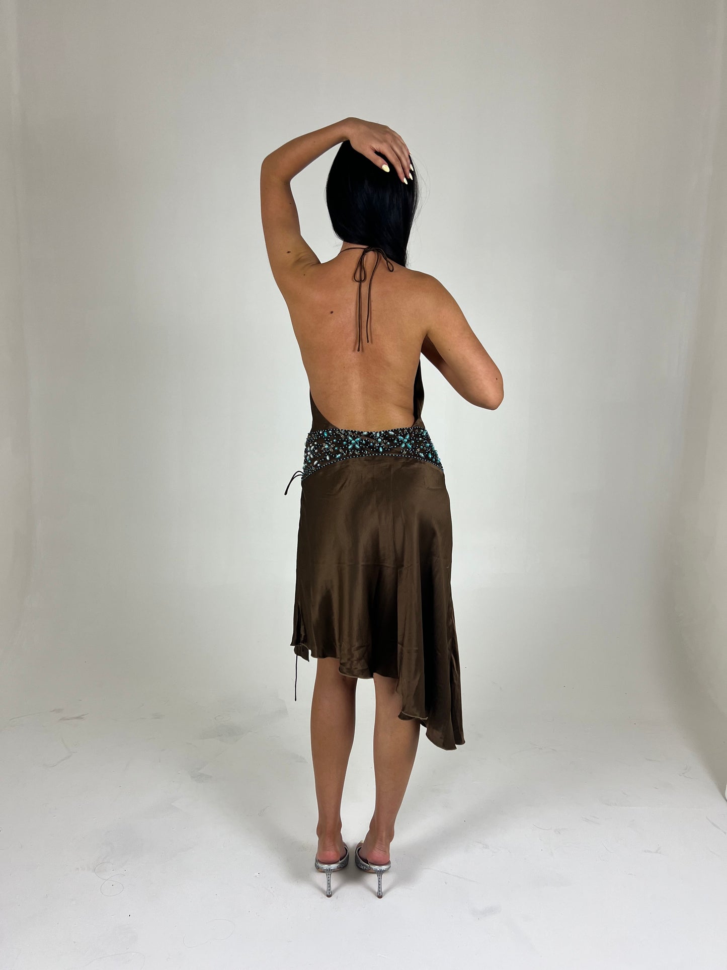 Ruth Tarvyas Silk Backless Midi