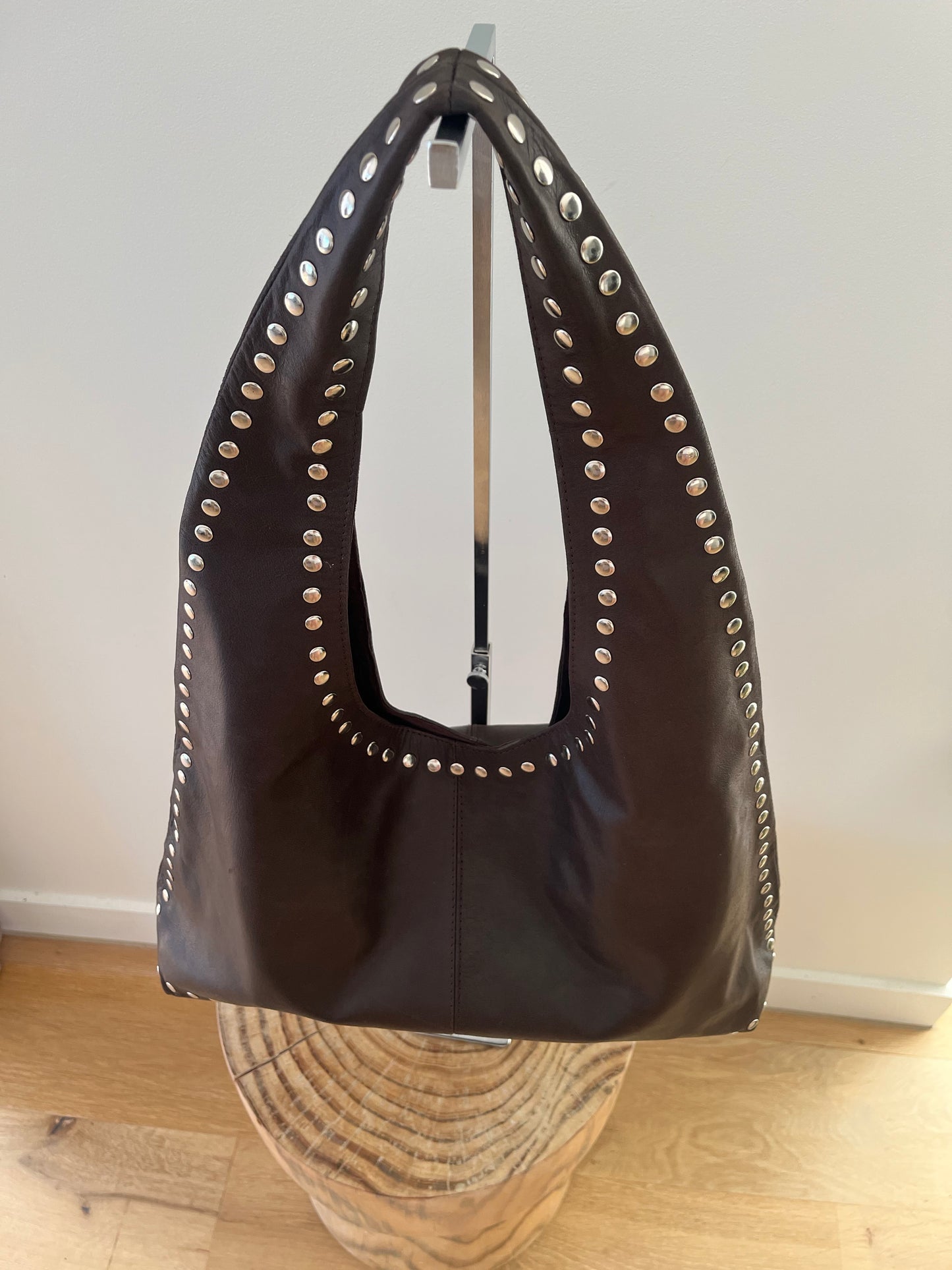Large Brown Studded Leather Bag