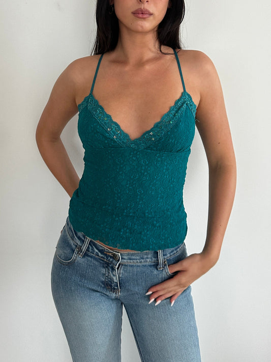 Teal Lace Cami