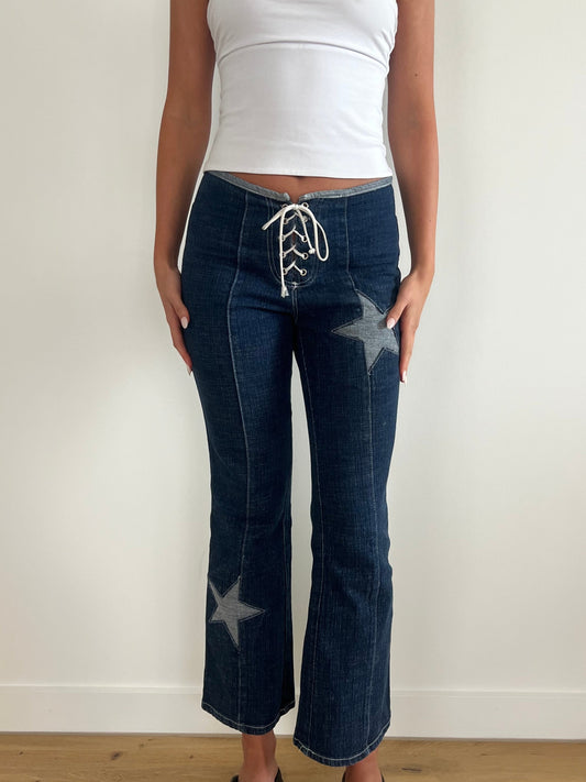 Lace Up Star Jeans