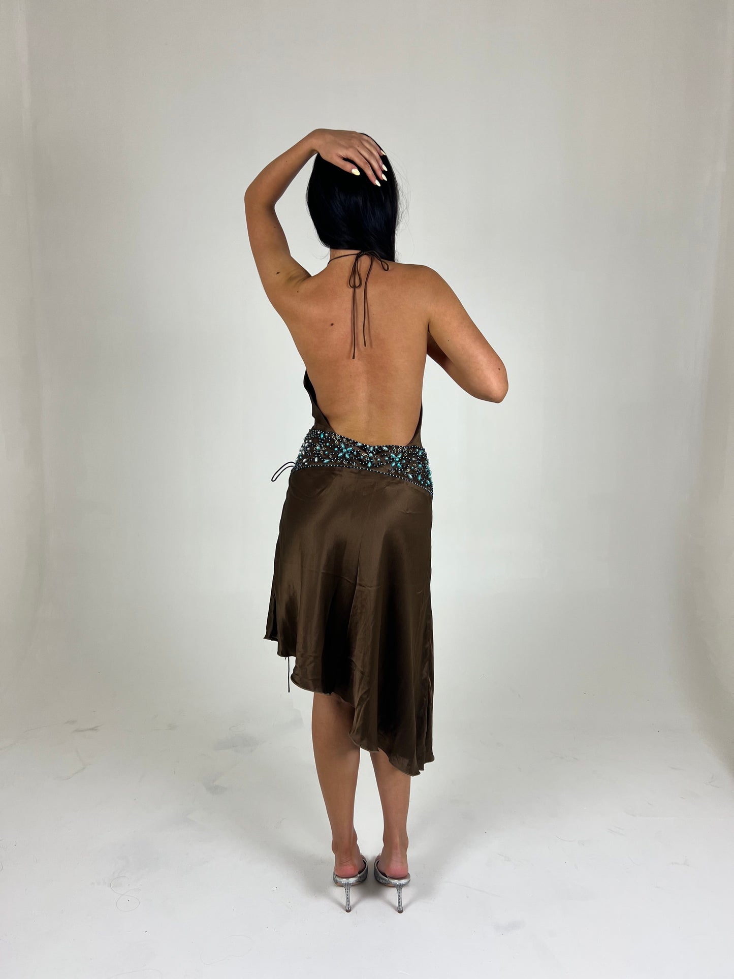 Ruth Tarvyas Silk Backless Midi