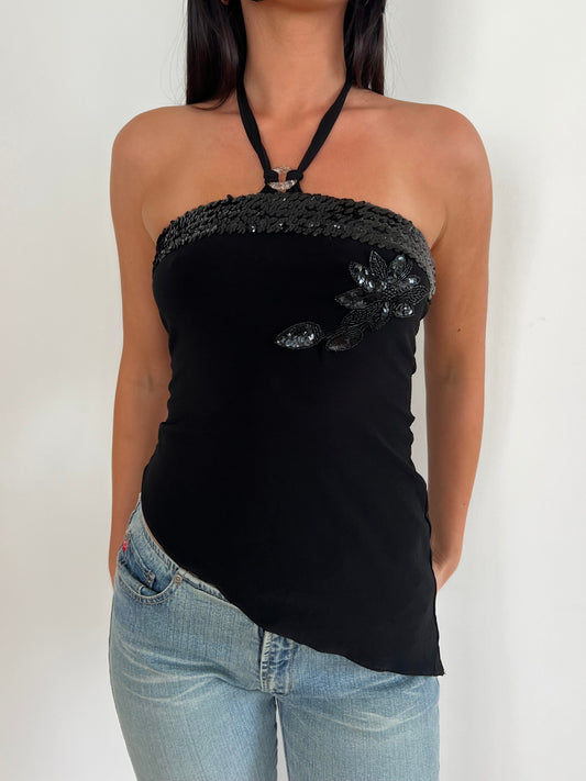 Black Sequin Halter