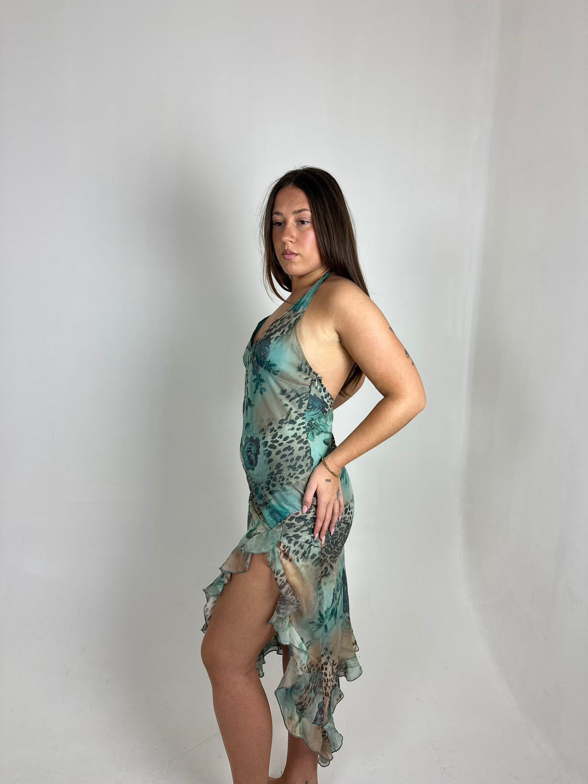Cheetah Floral Halter Midi