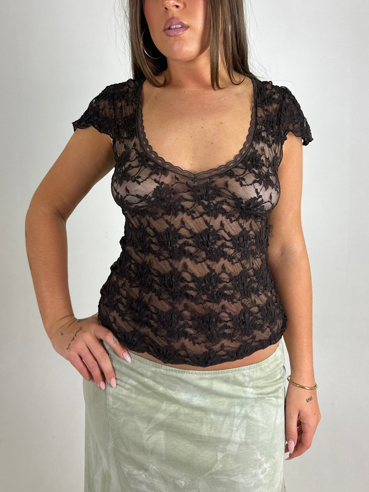 Brown Lace Top
