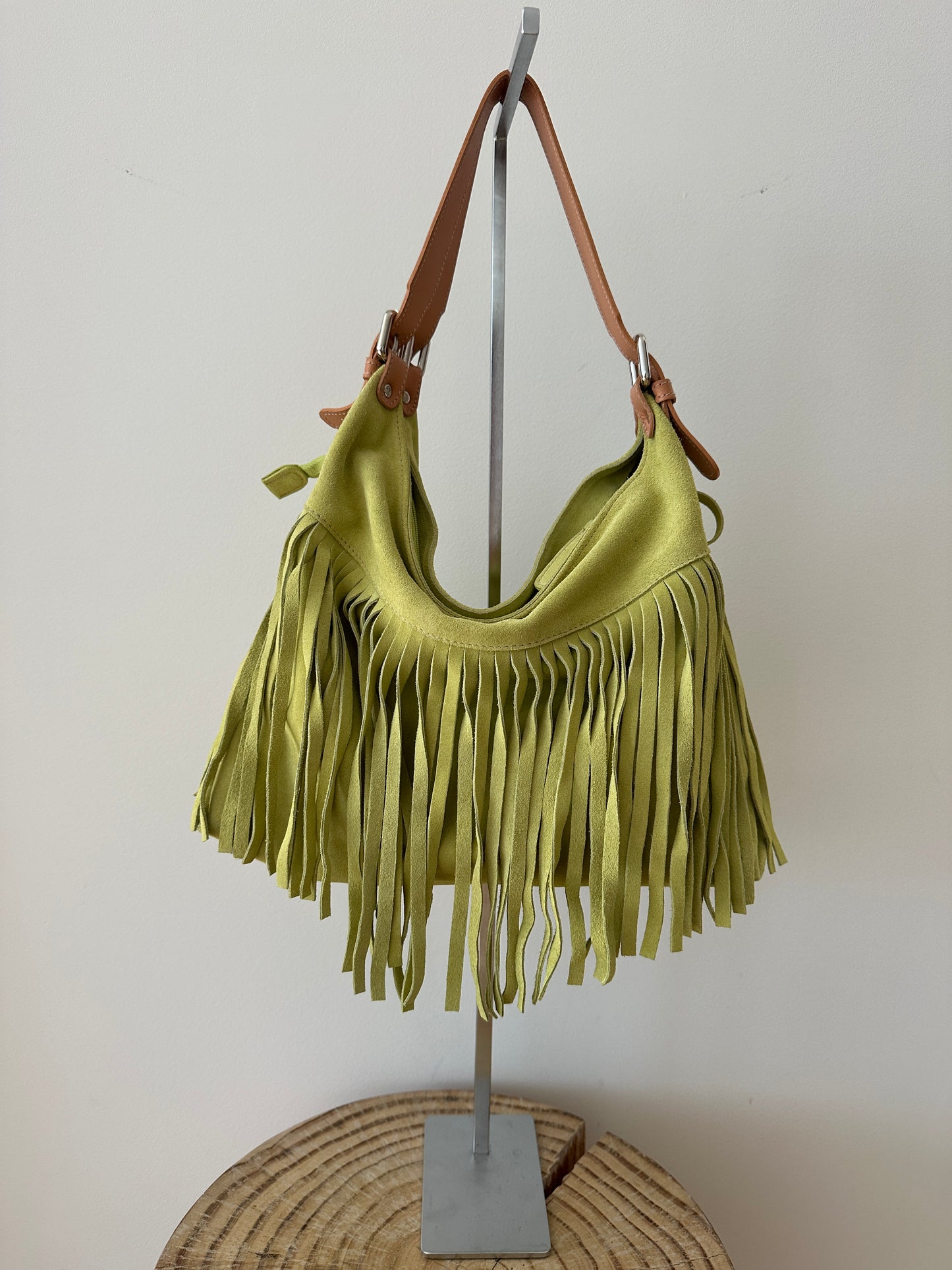 Green Fringe Leather Bag