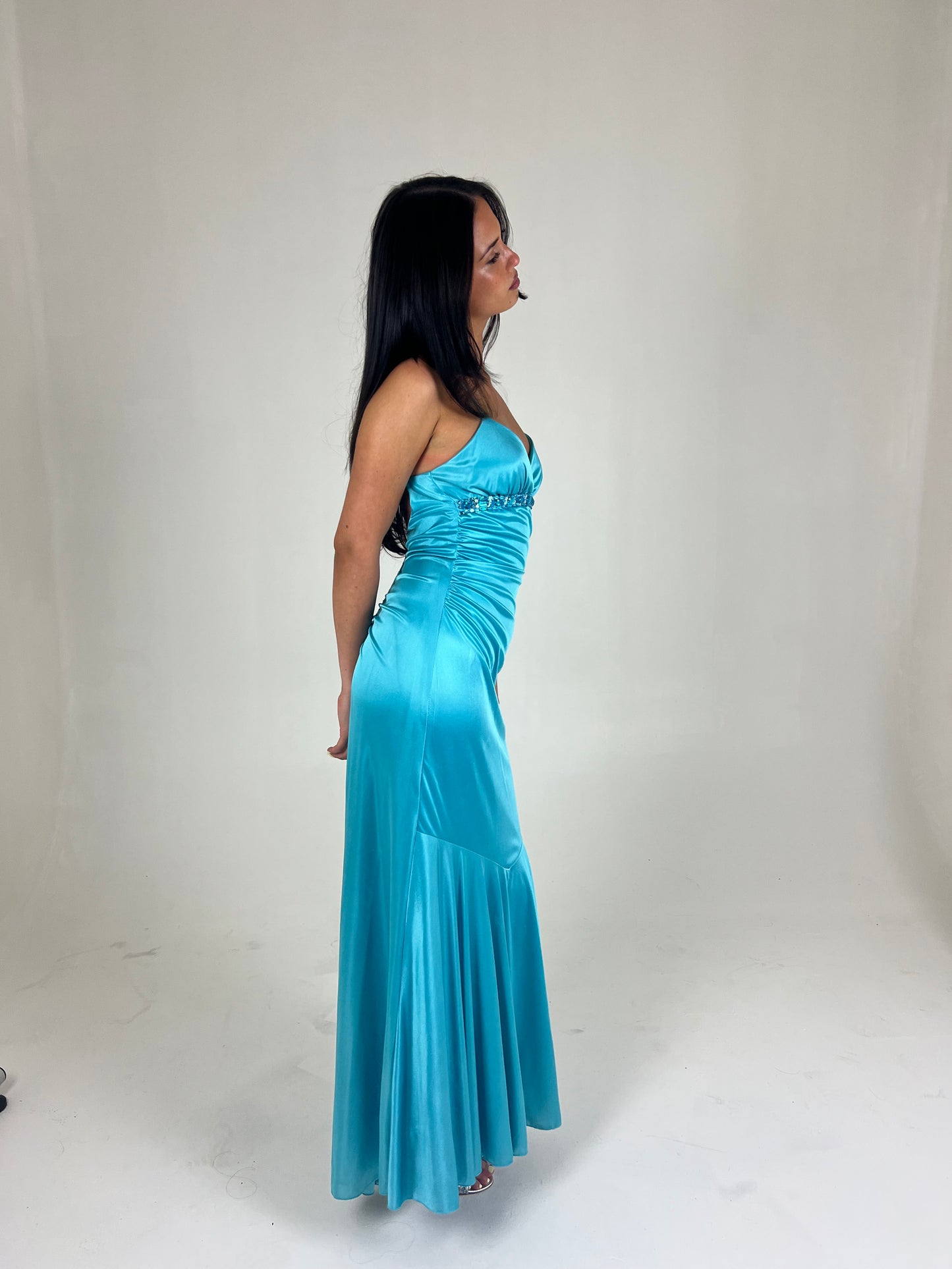 Aqua Mermaid Backless Maxi