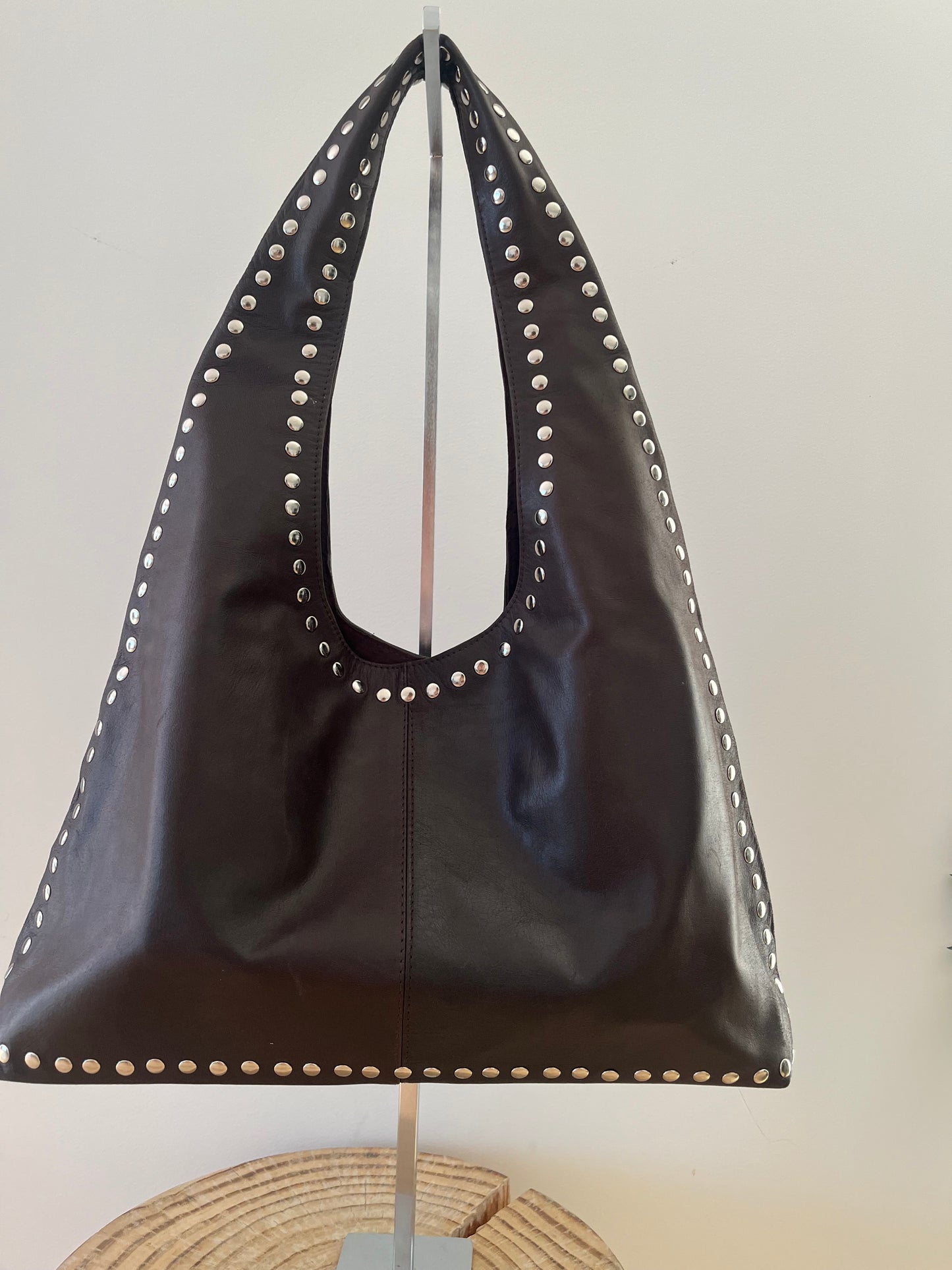 Large Brown Studded Leather Bag