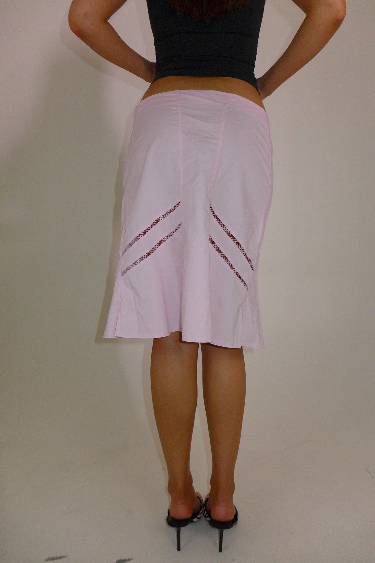 Pink Cotton Midi Skirt