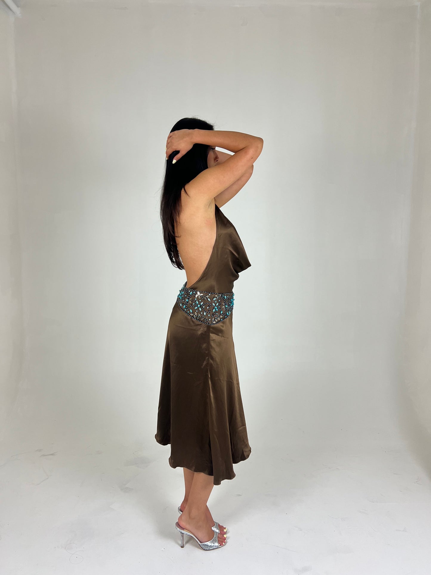 Ruth Tarvyas Silk Backless Midi