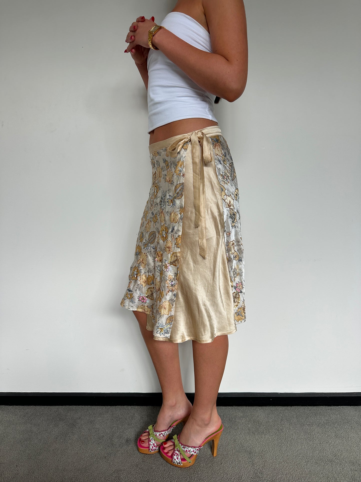 Champagne Silk Wrap Skirt
