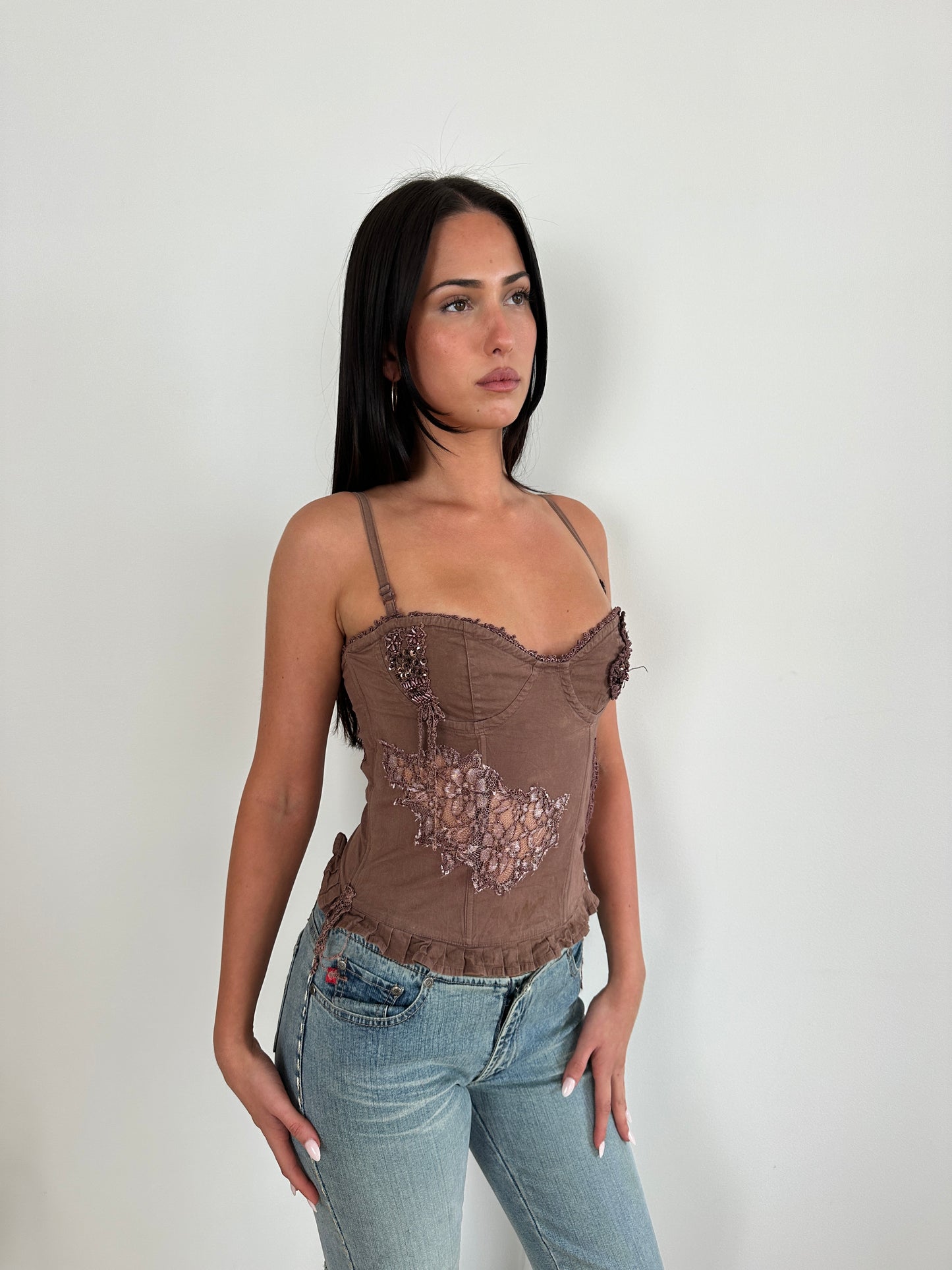 Brown Beaded Corset