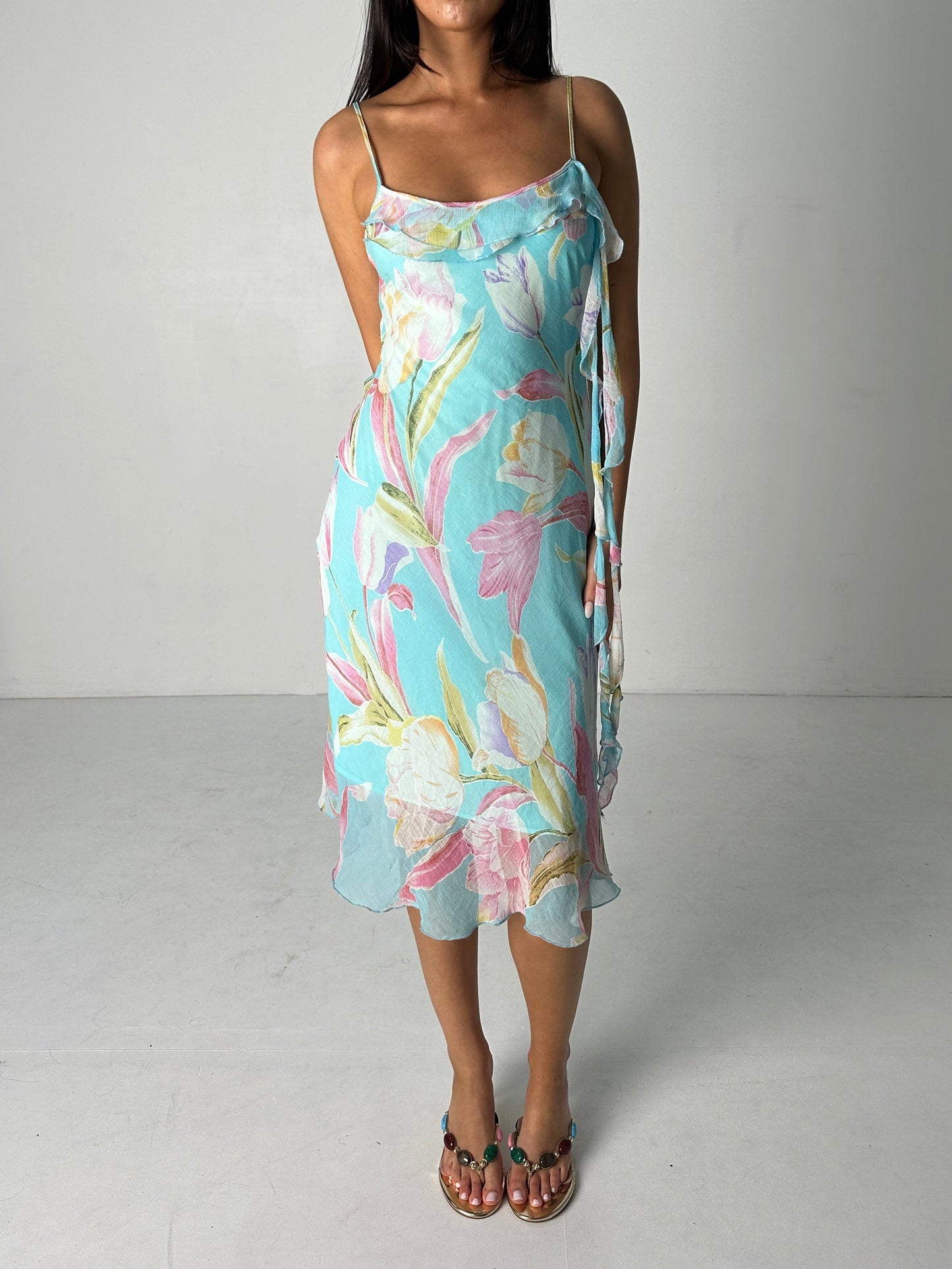 Pastel Floral Midi Dress