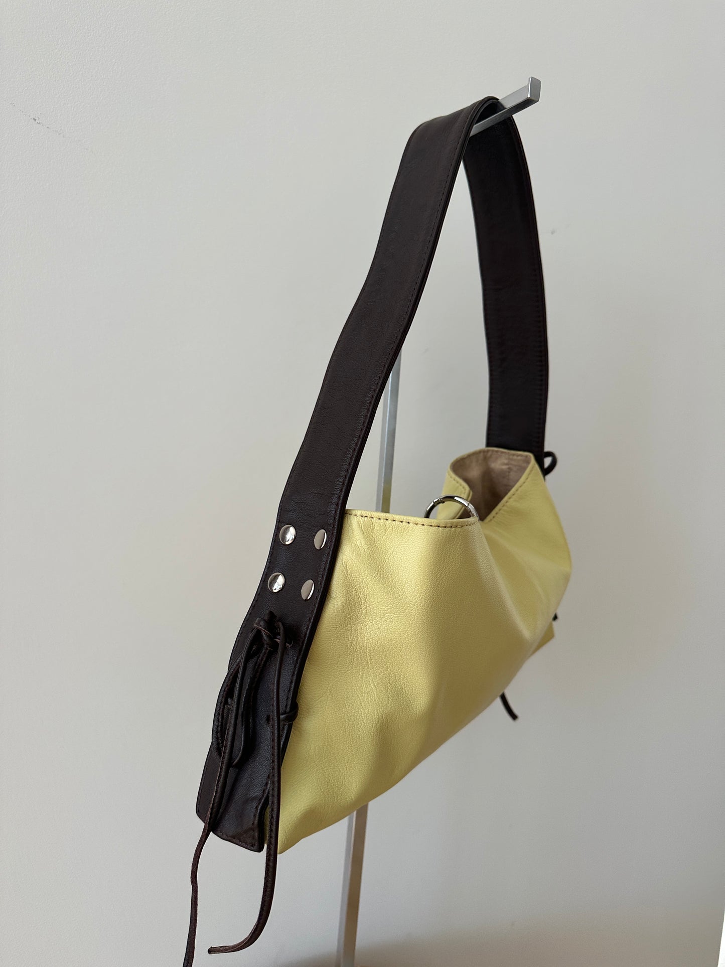 Yellow and Brown Leather Bag