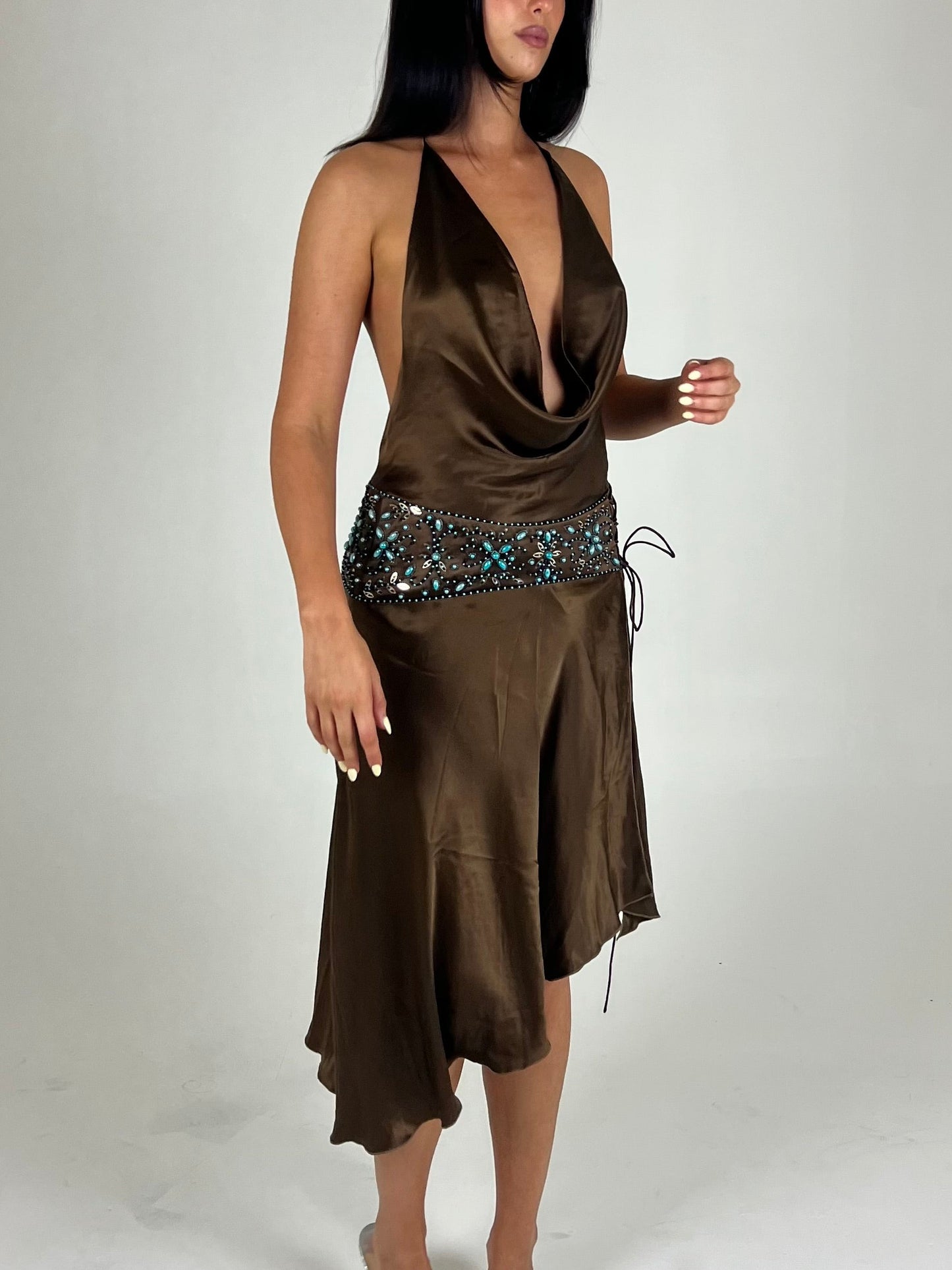 Ruth Tarvyas Silk Backless Midi