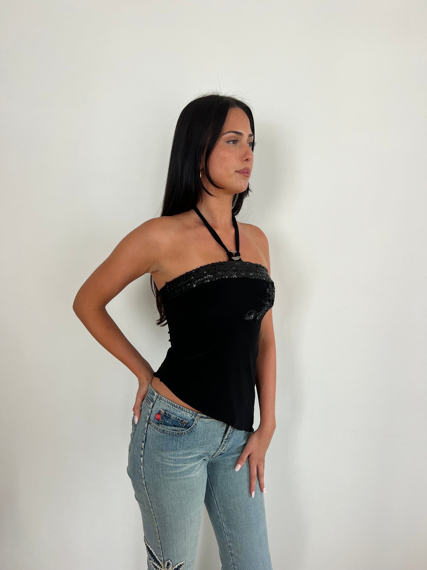 Black Sequin Halter