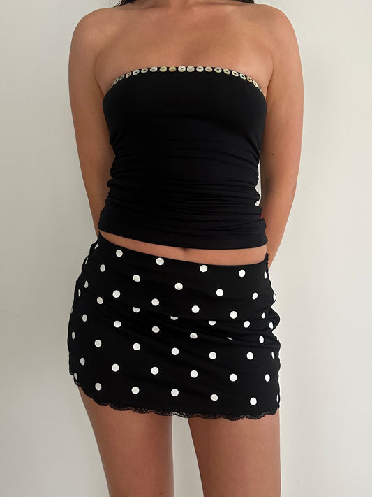 Black Polka Mini Skirt
