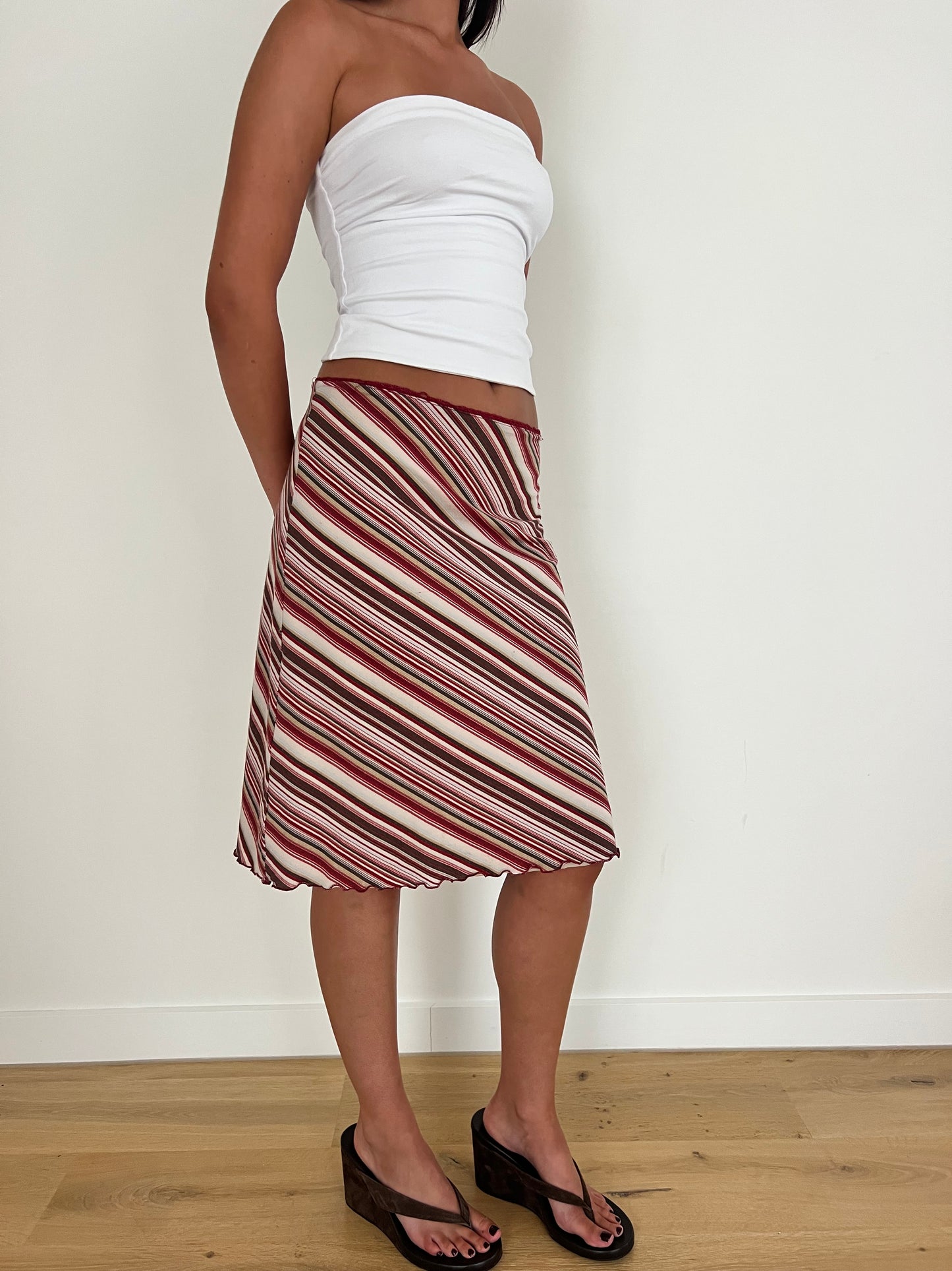 Italian Striped Midi Skirt