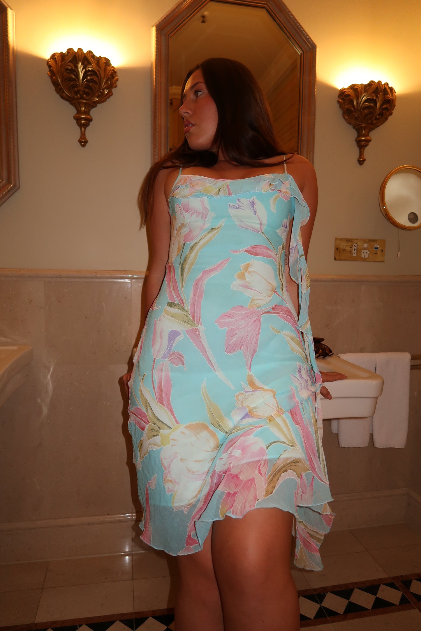Pastel Floral Midi Dress