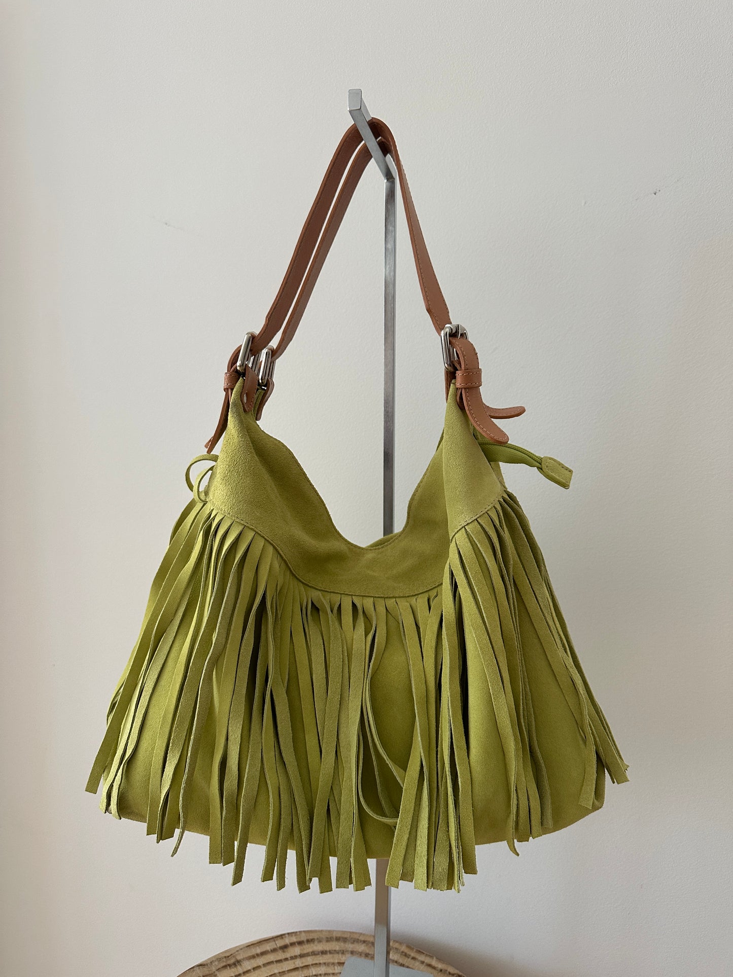 Green Fringe Leather Bag