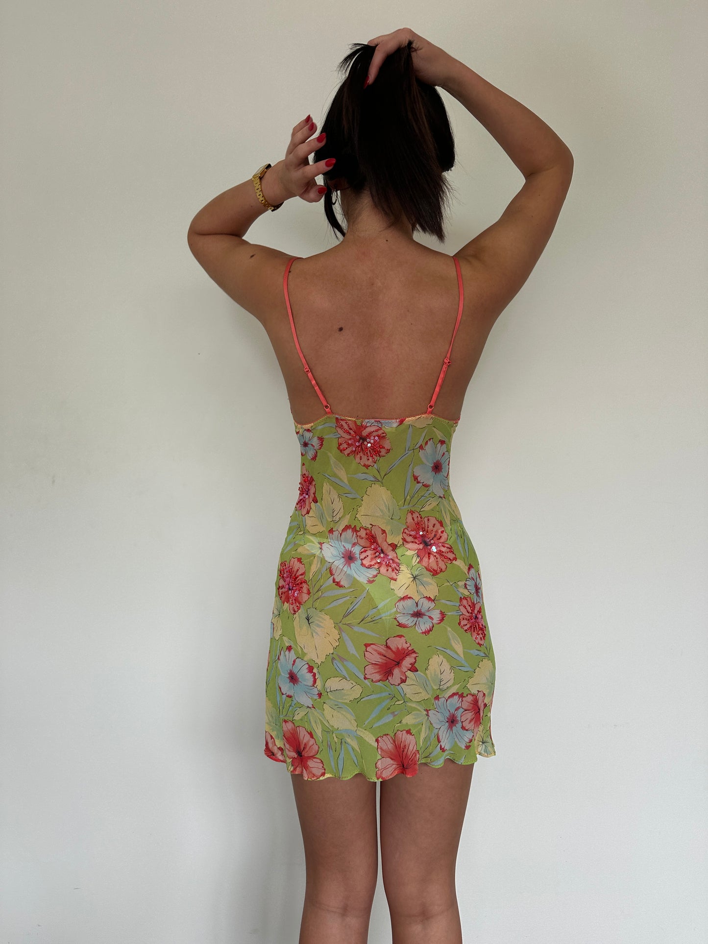 Beaded Floral Mini Dress