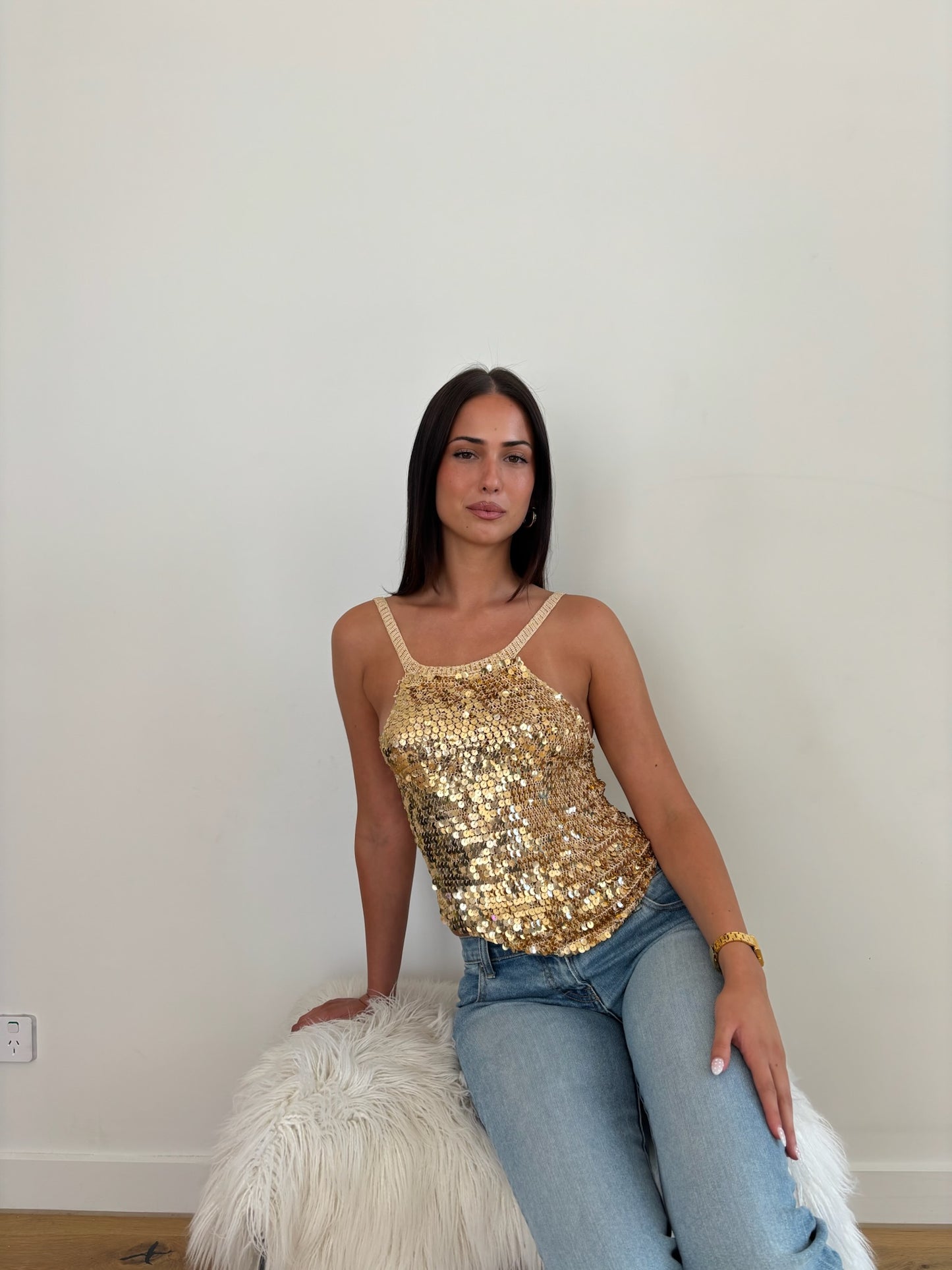Sequin halter