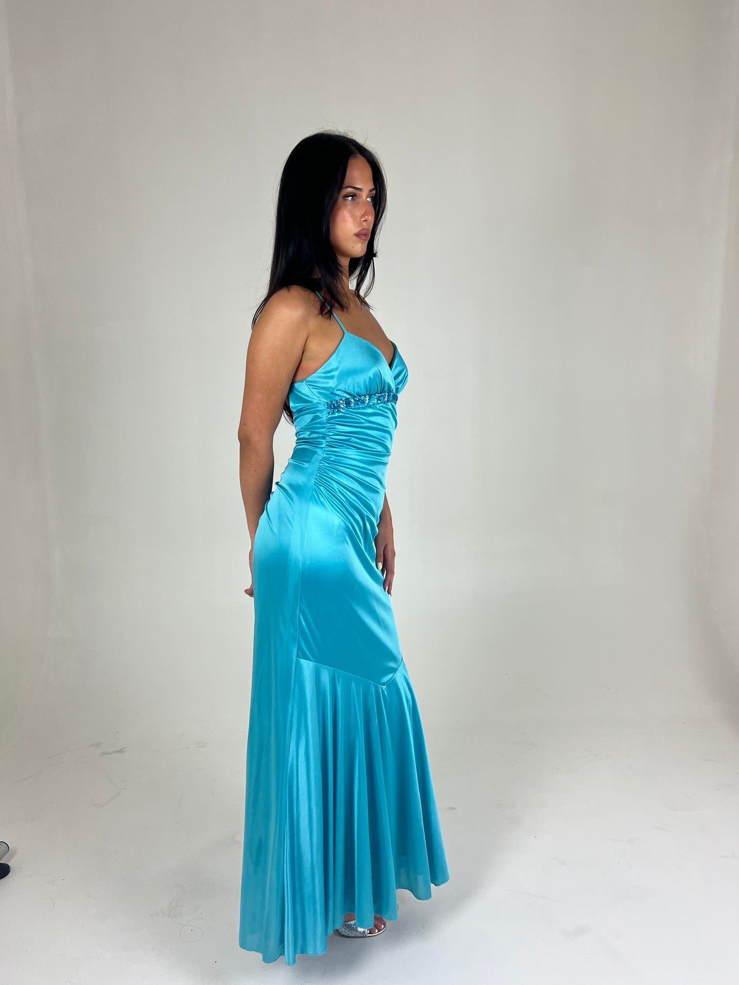 Aqua Mermaid Backless Maxi