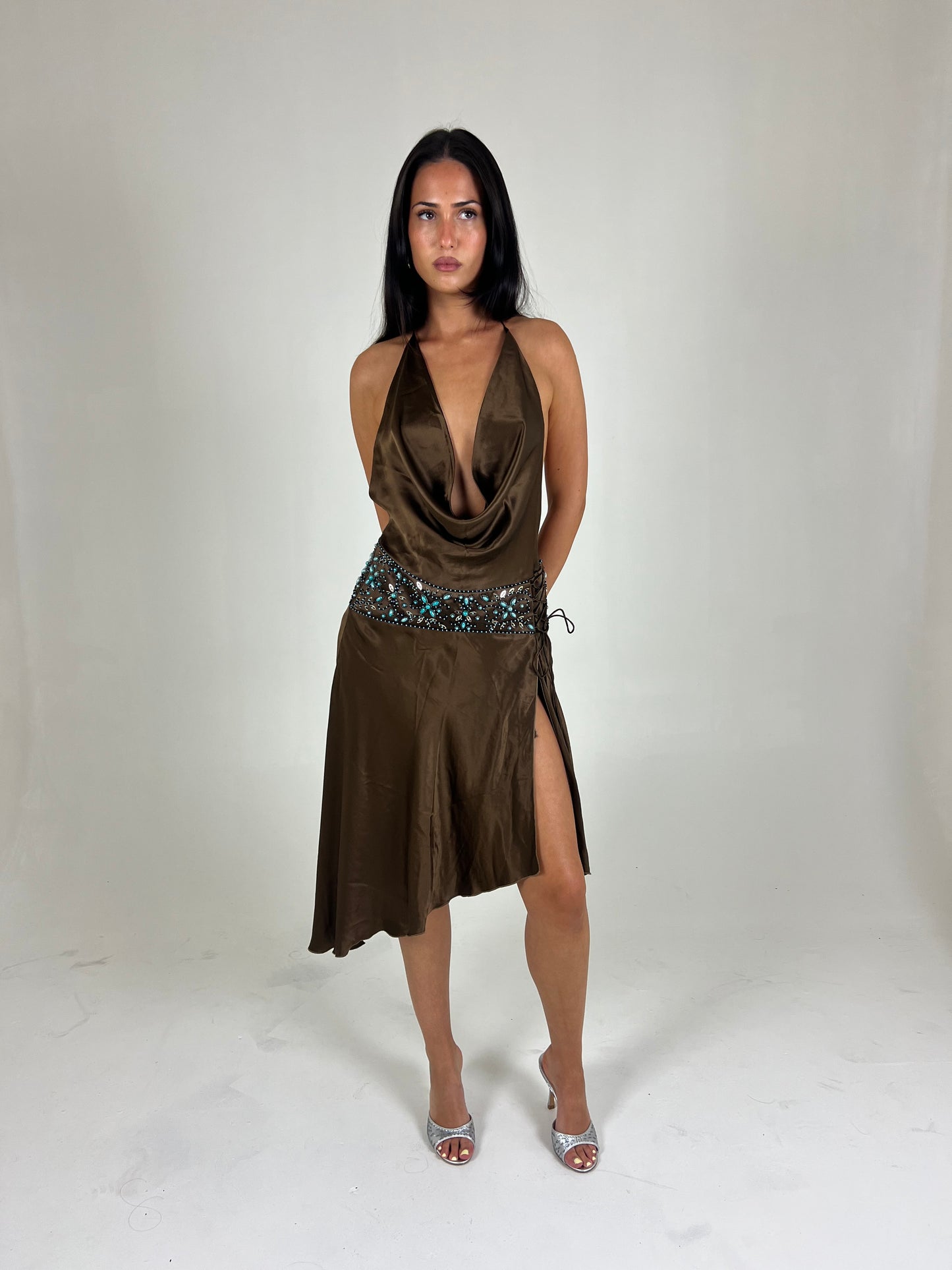 Ruth Tarvyas Silk Backless Midi