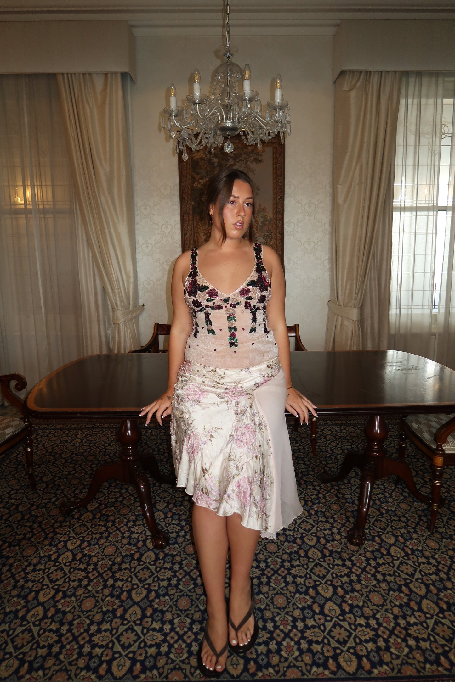 Italian Beaded Midi Skirt