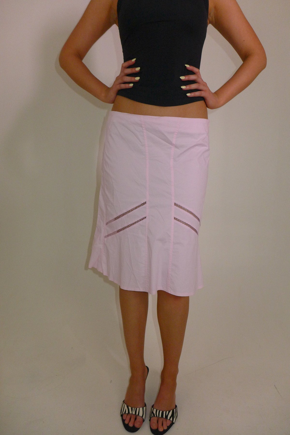 Pink Cotton Midi Skirt