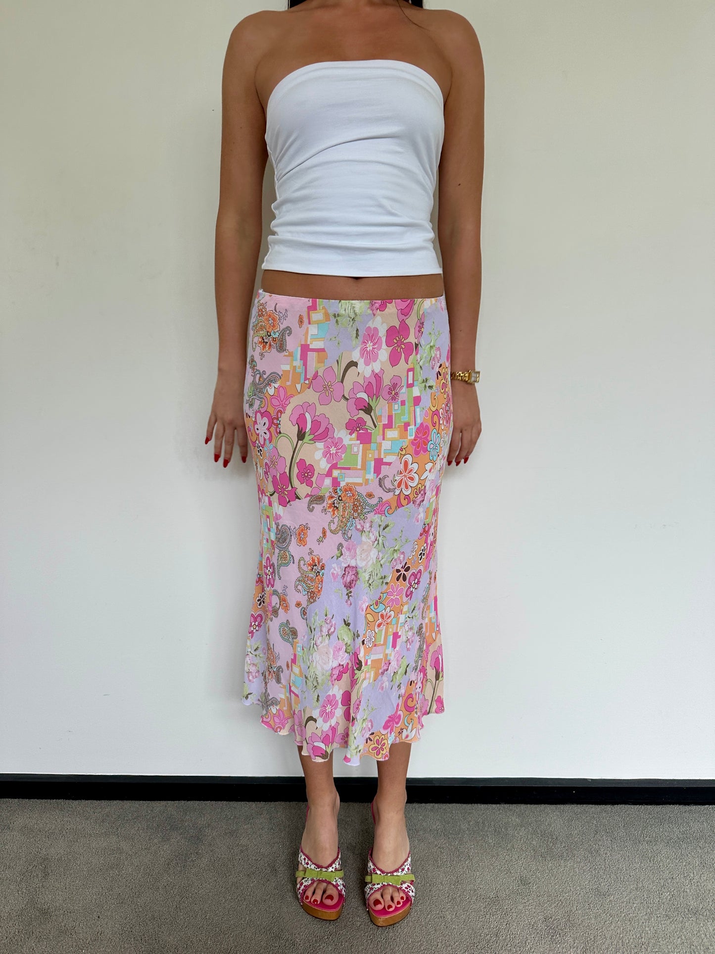 Italian Floral Midi Skirt